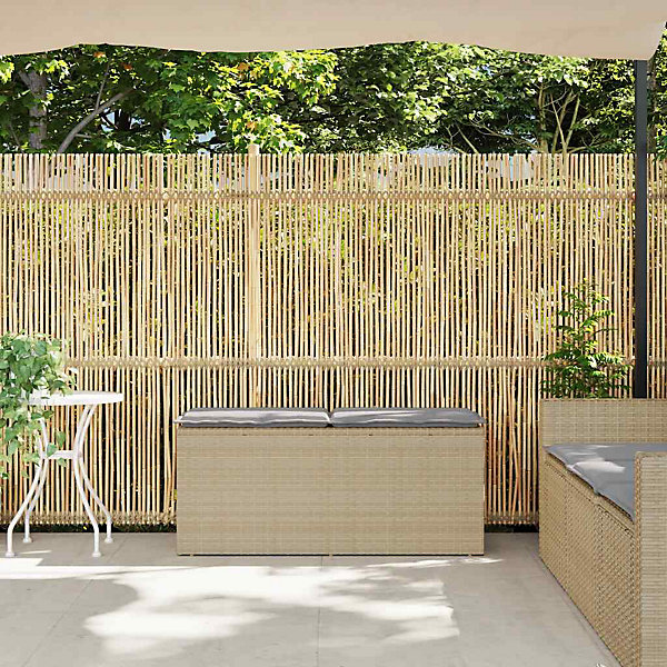 Banc de jardin avec coussin beige 110x40x44 cm résine tressée vidaXL