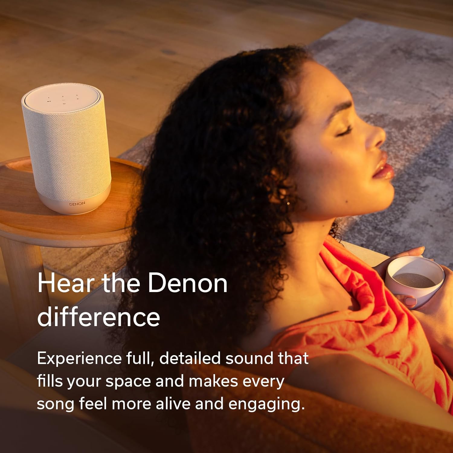 Denon Home 200 Speaker, Wireless Speaker with Stereo and 3D Dolby Atmos Music, Home Audio Device, HEOS Multiroom Music Control, Wi-Fi, Bluetooth, AirPlay 2, Stone