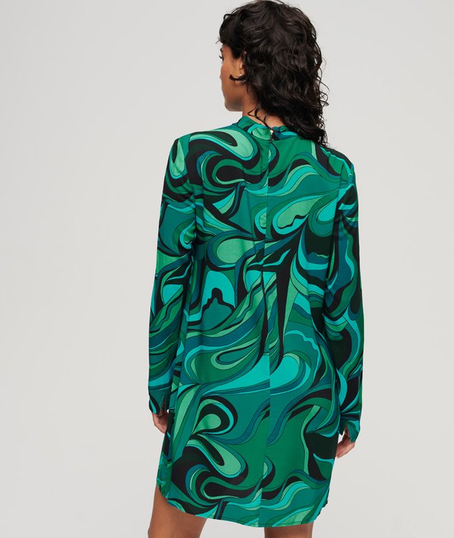 Long Sleeve Printed Mini Dress
