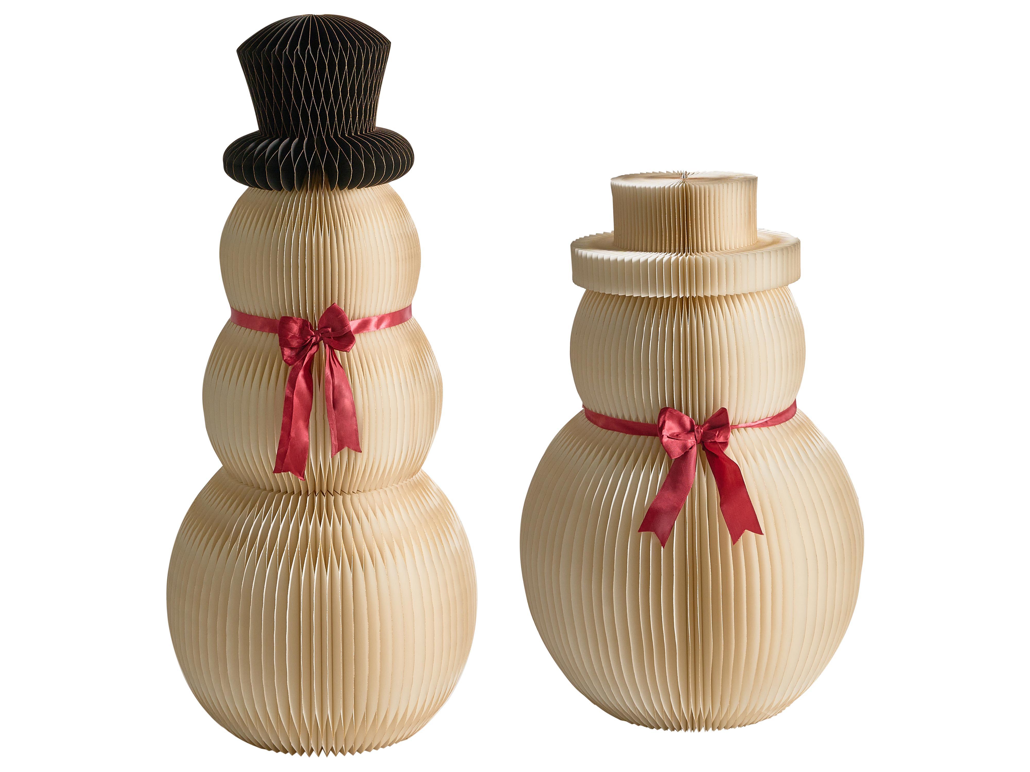 Set of 2 Christmas Decorations KLARALVEN Snowman 90/124 cm Beige