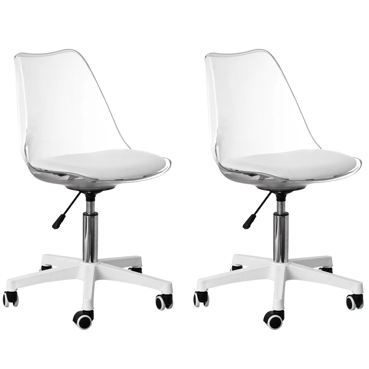 Clear Acrylic Desk Chair - Armless Office Chair, Height Adjustable - Perfect for Home Office or Vanity with Swivel Function