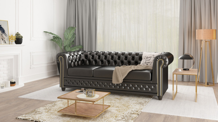 Ropez Chesterfield York sofa 3 osobowa pikowana ekoskóraMg13