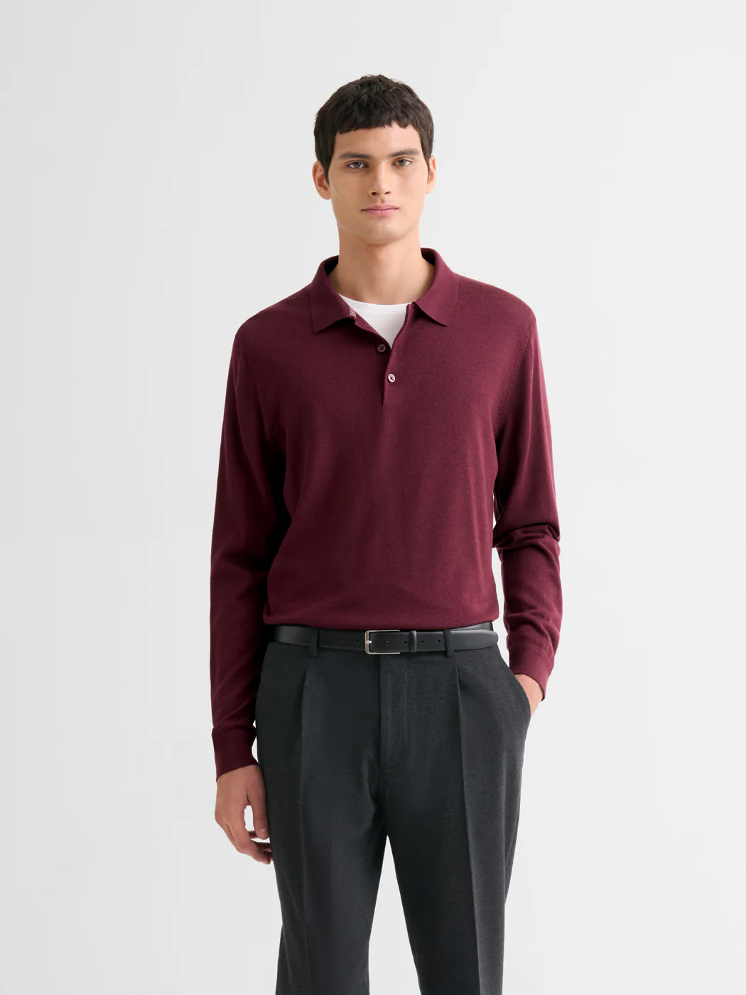 Axome - Polo boutonné en laine Mérinos