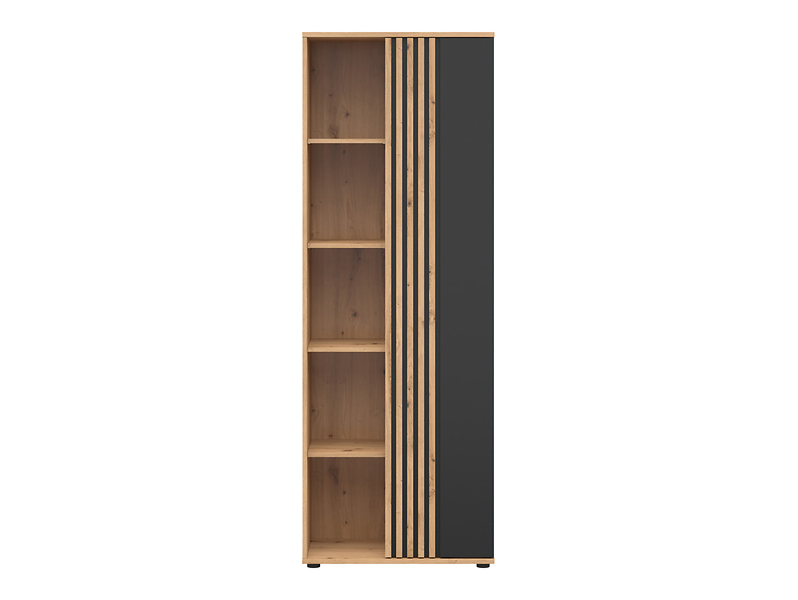 Regal Vabres 70 cm z drzwiami i 4 półkami dąb artisan/czarny