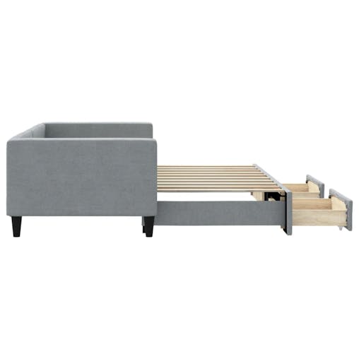 NNEVL Daybed with Trundle and Drawers Light Grey 90x190 cm Fabric