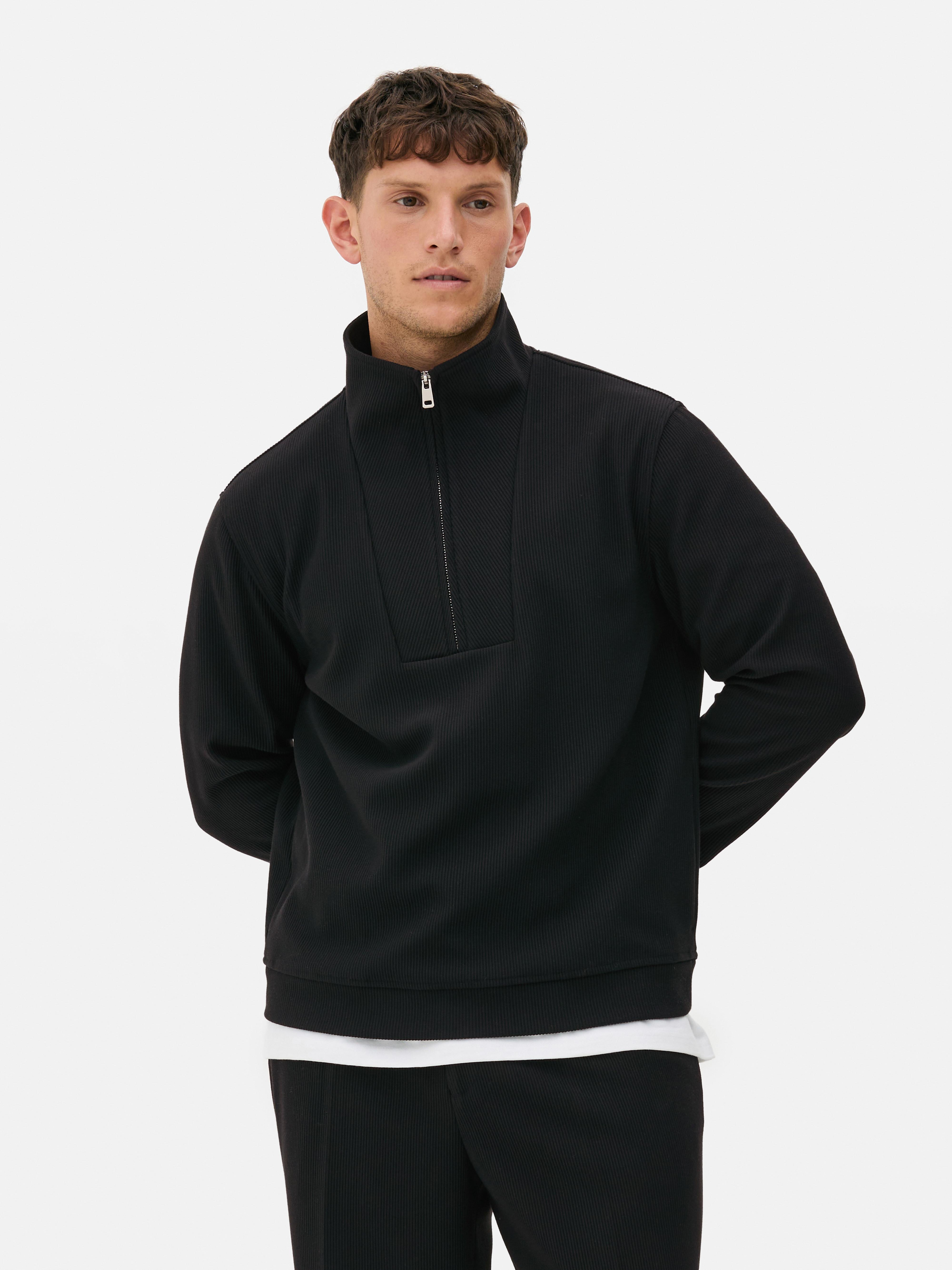 Quarter Zip Plisse Sweatshirt