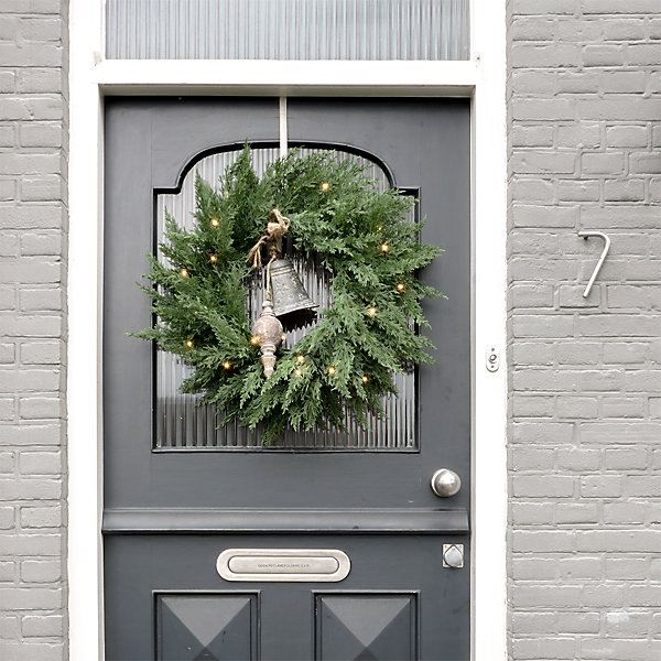 Couronne de Noël artificielle D45 cm - style cyprès - Little Grove