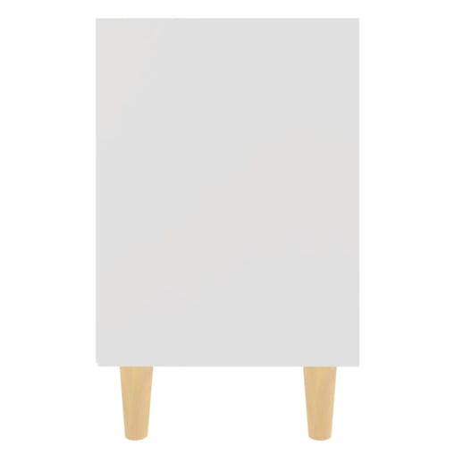 NNEVL Bed Cabinet with Solid Wood Legs White 40x30x50 cm