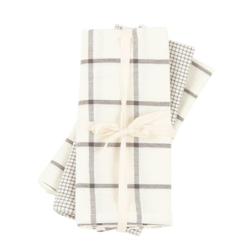 GEO - Torchons en coton biologiques motifs graphiques noirs et blancs 50x70