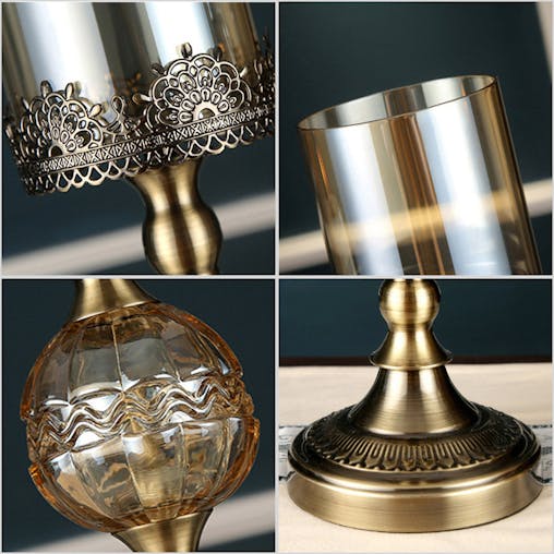 SOGA 47cm Glass Candle Holder Candle Stand Glass/Metal