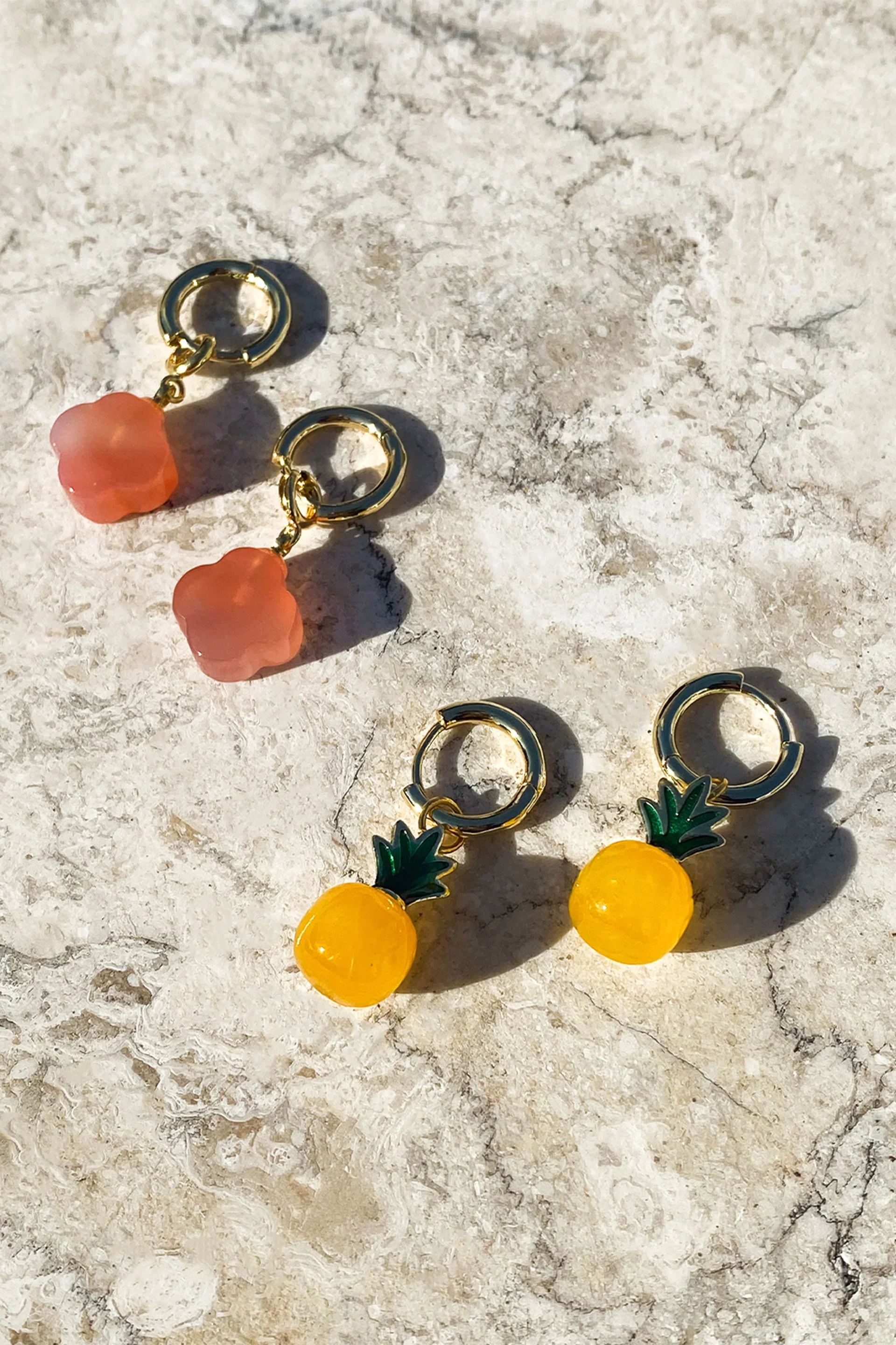 Harvest — Jade Stone Charm Earrings in Pineapple