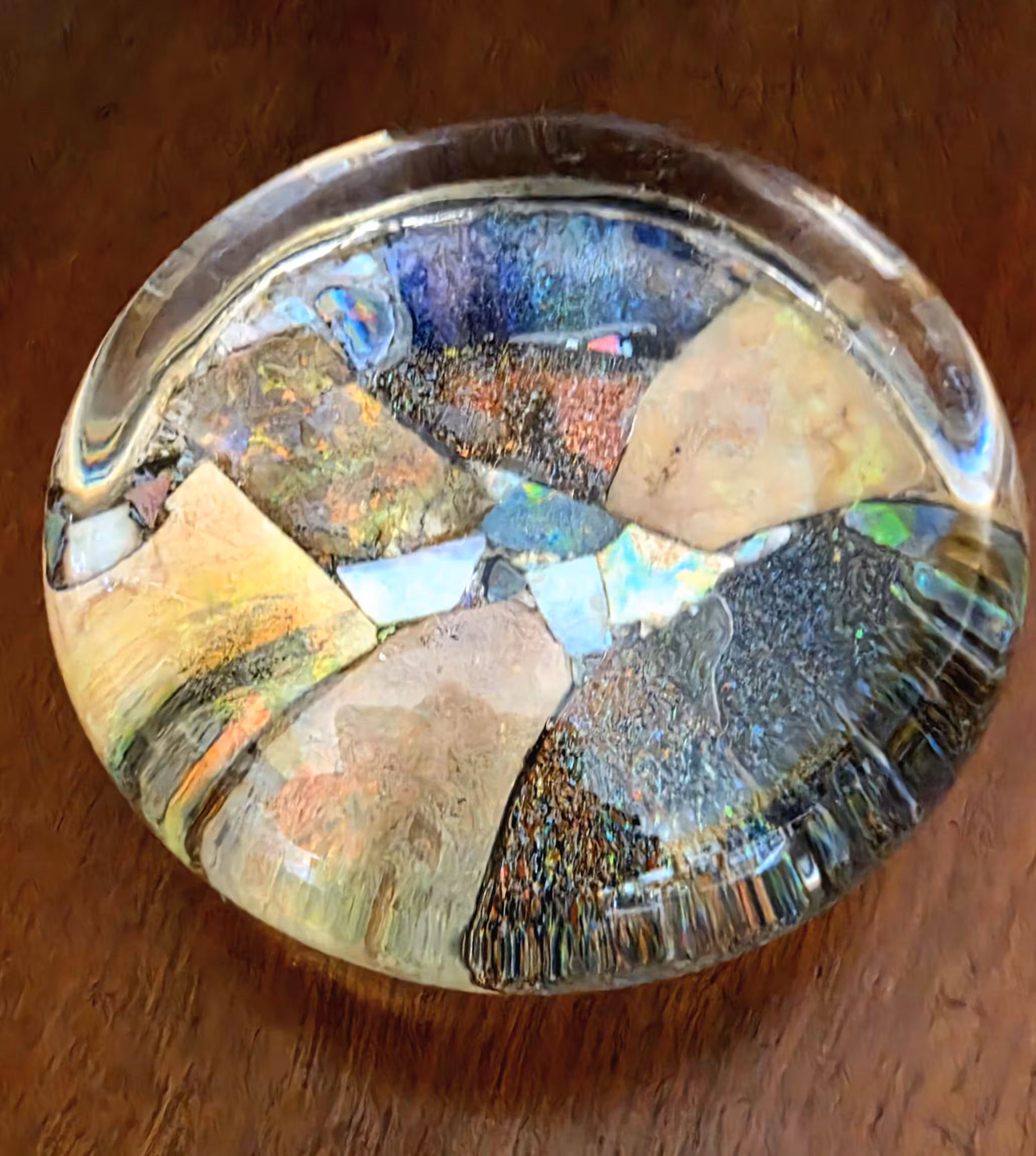 Wedgwood Opal Matrix Mosaic Paperweight, Vintage, From the Rubin Collection