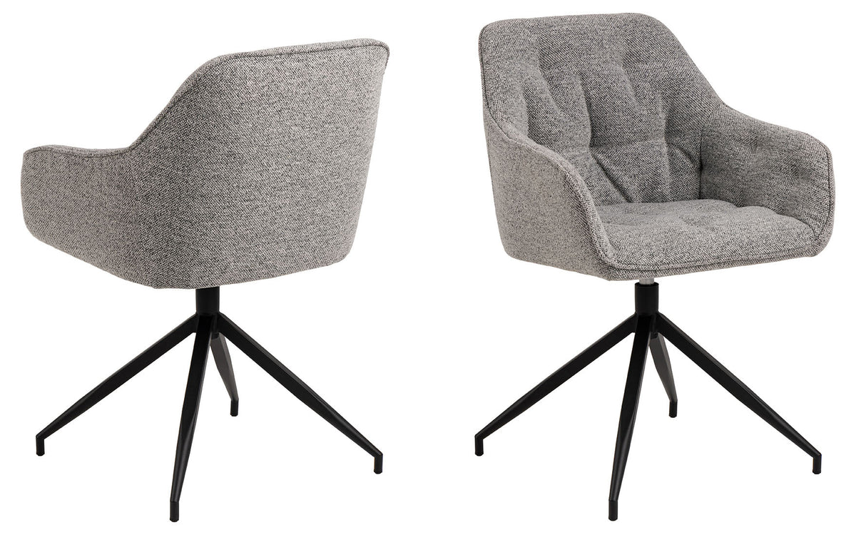 Rebellenclub Eetkamerstoel Harstad - Grijs Bouclé met een Mat Zwart Frame