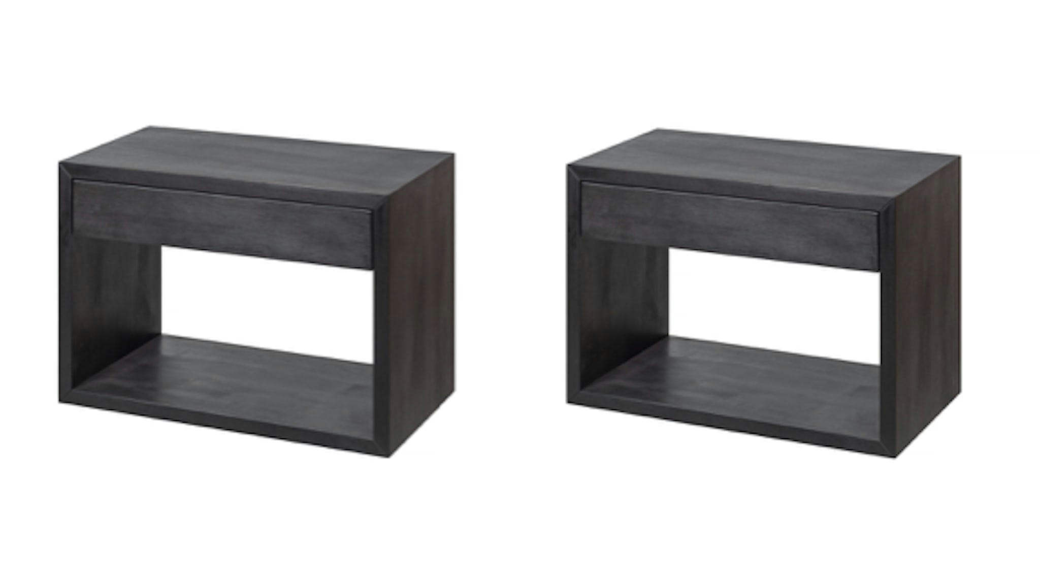 HUGO - Lot de 2 tables de chevet en bouleau noir avec tiroir, grande