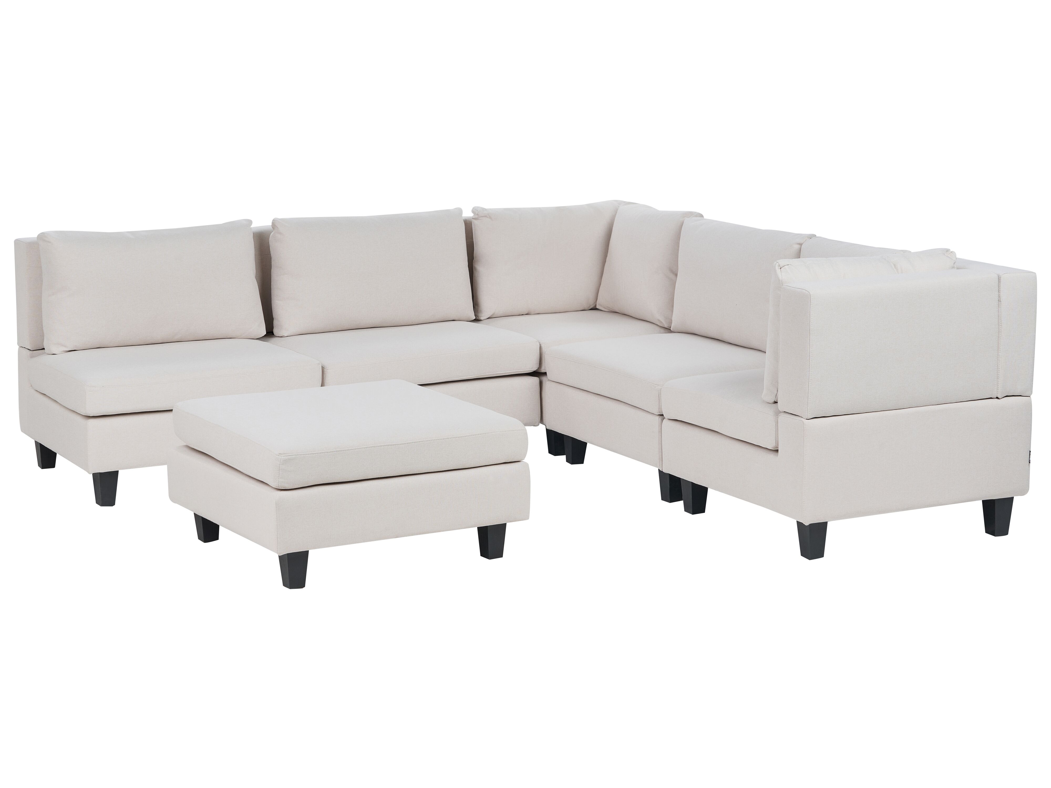 Modular Corner Sofa 5 Seater UNSTAD Fabric Light Beige with Ottoman Left Hand