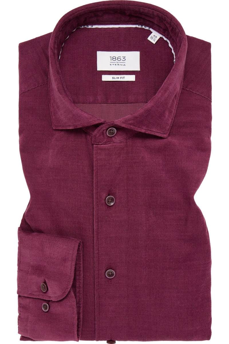 ETERNA 1863 Slim Fit Cordhemd Flieder-lila, Einfarbig