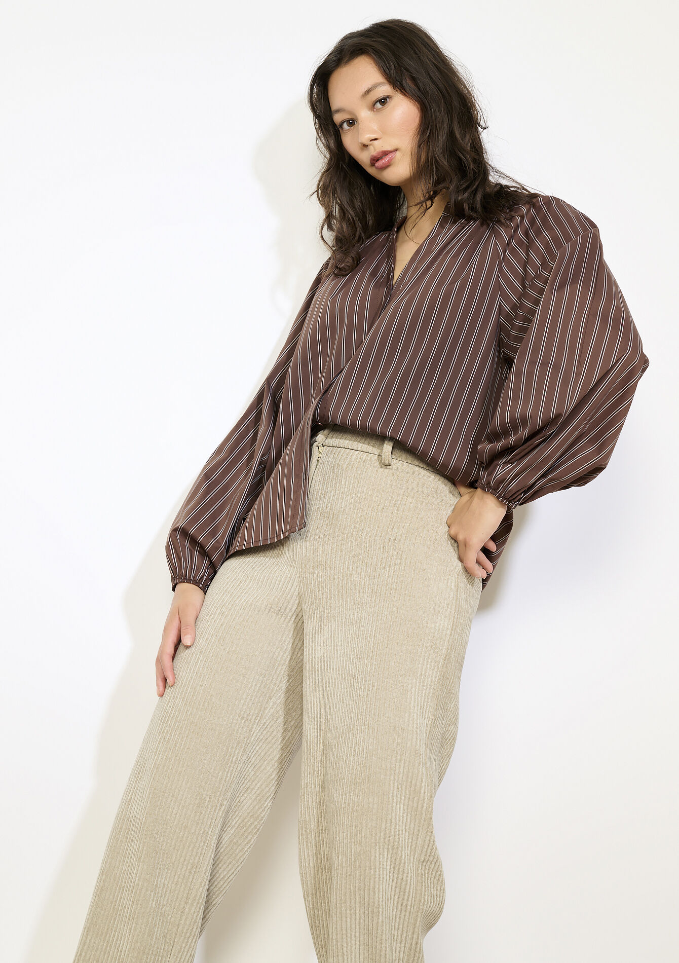 Gestreepte blouse met ballonmouwen