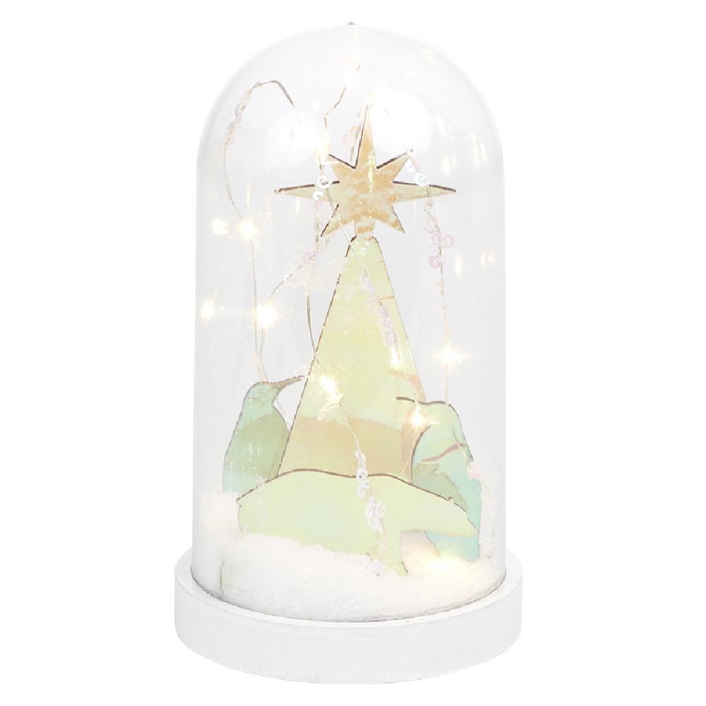 Dôme lumineux 10 LEDs pingouins et ours iridescent Ø11xH20cm
