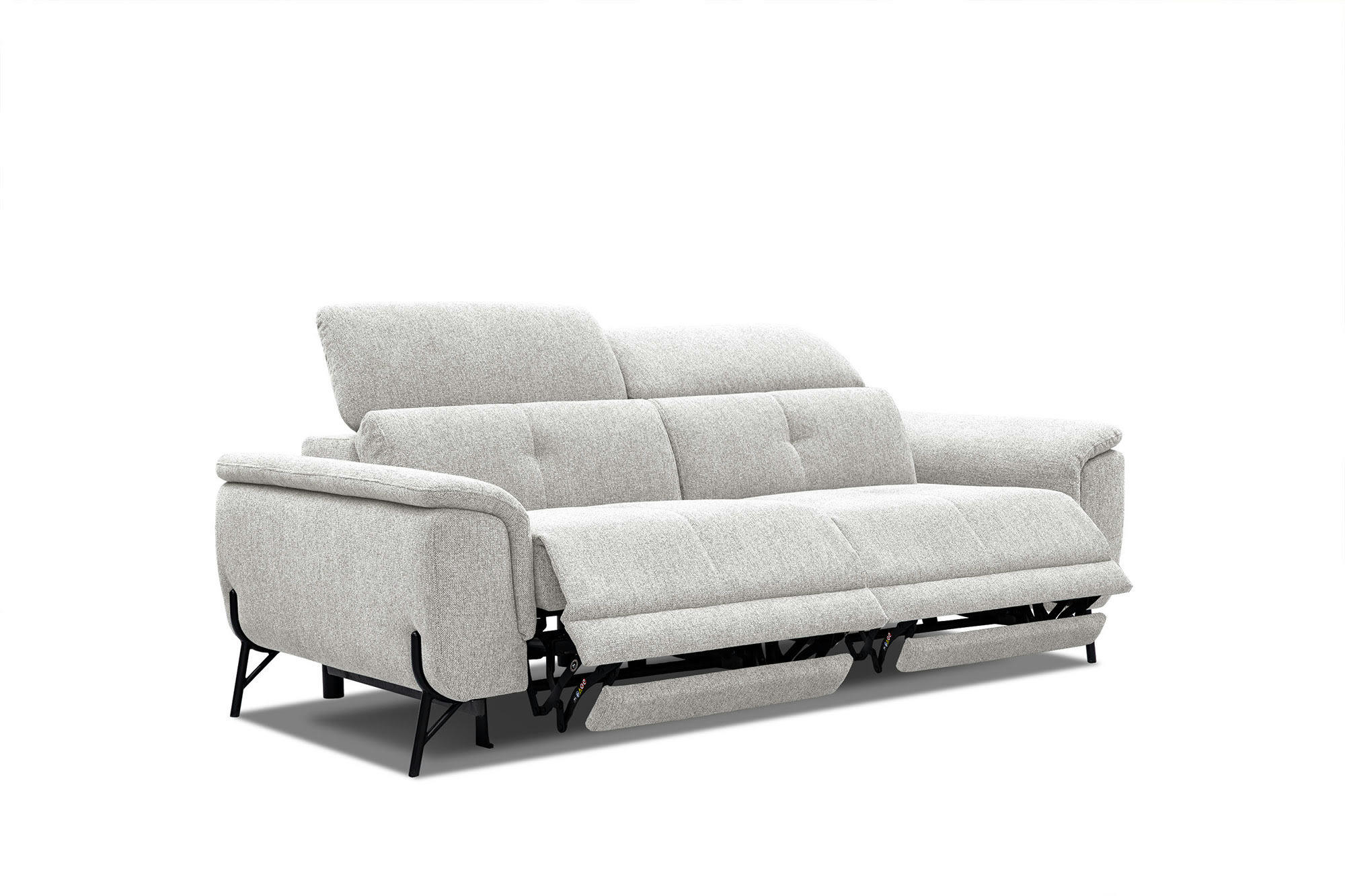 AVENA - Canapé droit 3 places avec 2 relax électriques tissu beige clair