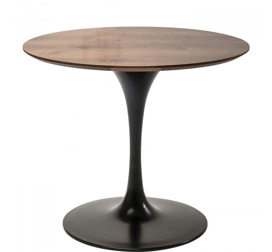 INVITATION - Table à manger 6 personnes ronde noyer et noire D120