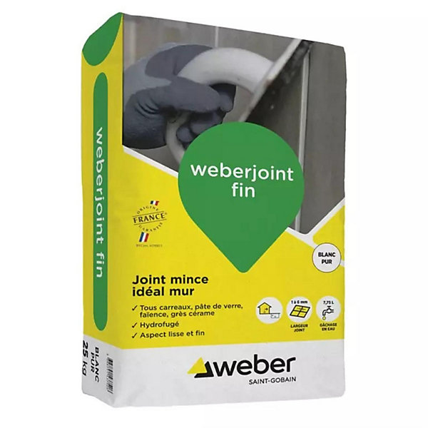 Mortier pour joints carrelage WEBER joint fin - Sac de 5 Kg - GRIS PERLE