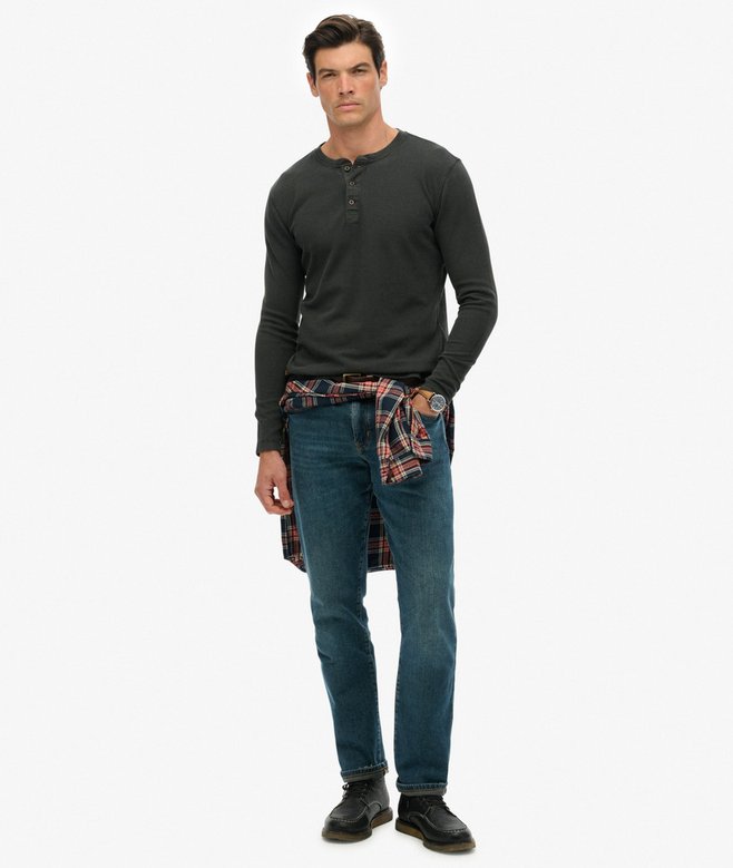 Waffle Long Sleeve Half Button Top