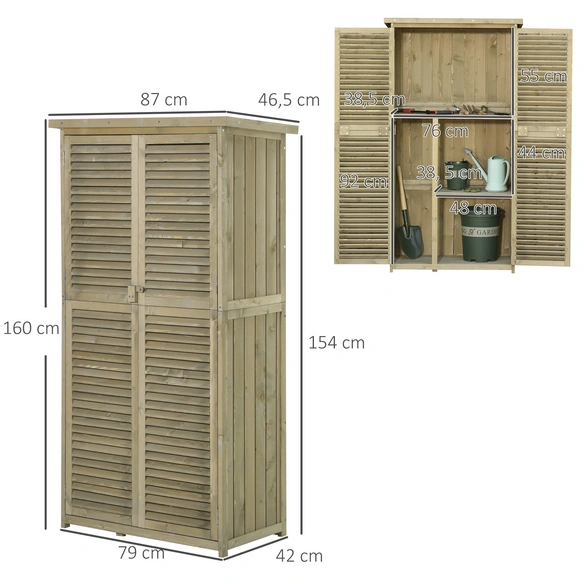 Gartenschrank, BxH: 87 x 160 cm, grau, Kiefernholz