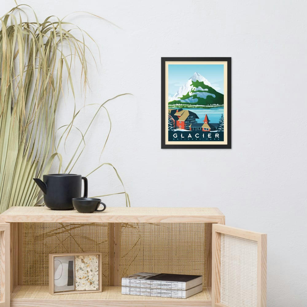 - Affiche Glacier National Park + Cadre Bois noir 30x40 cm