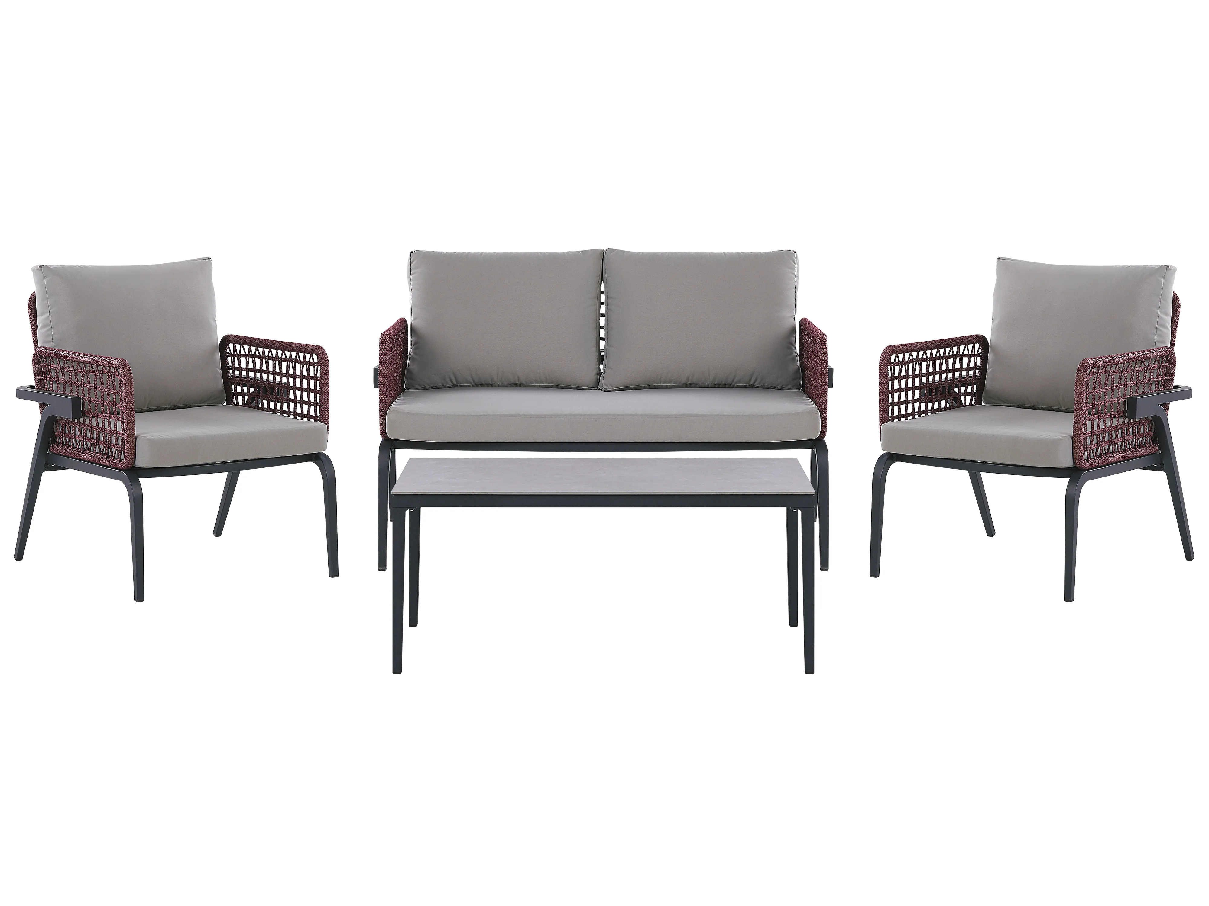 Garden Lounge Set with Table 4 Seater SCIACCA Metal Grey