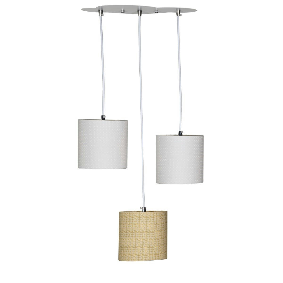 TIMOUKI - Suspension Lumineuse Trio Plafonnier en coton beige