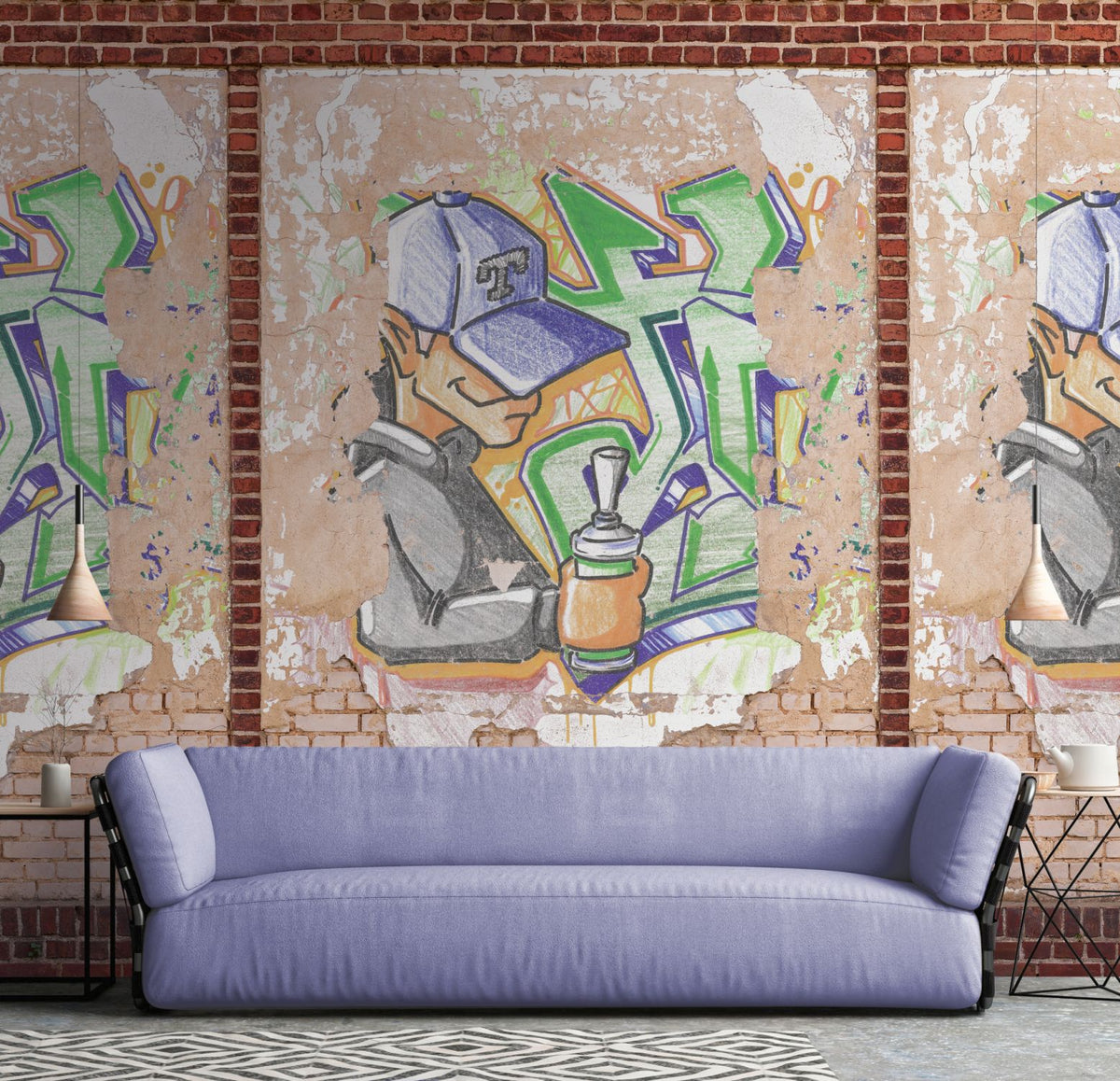 Livingwalls fotobehang graffiti bruin, beige, rood, crème en meerkleurig - 159 x 280 cm - AS-392411