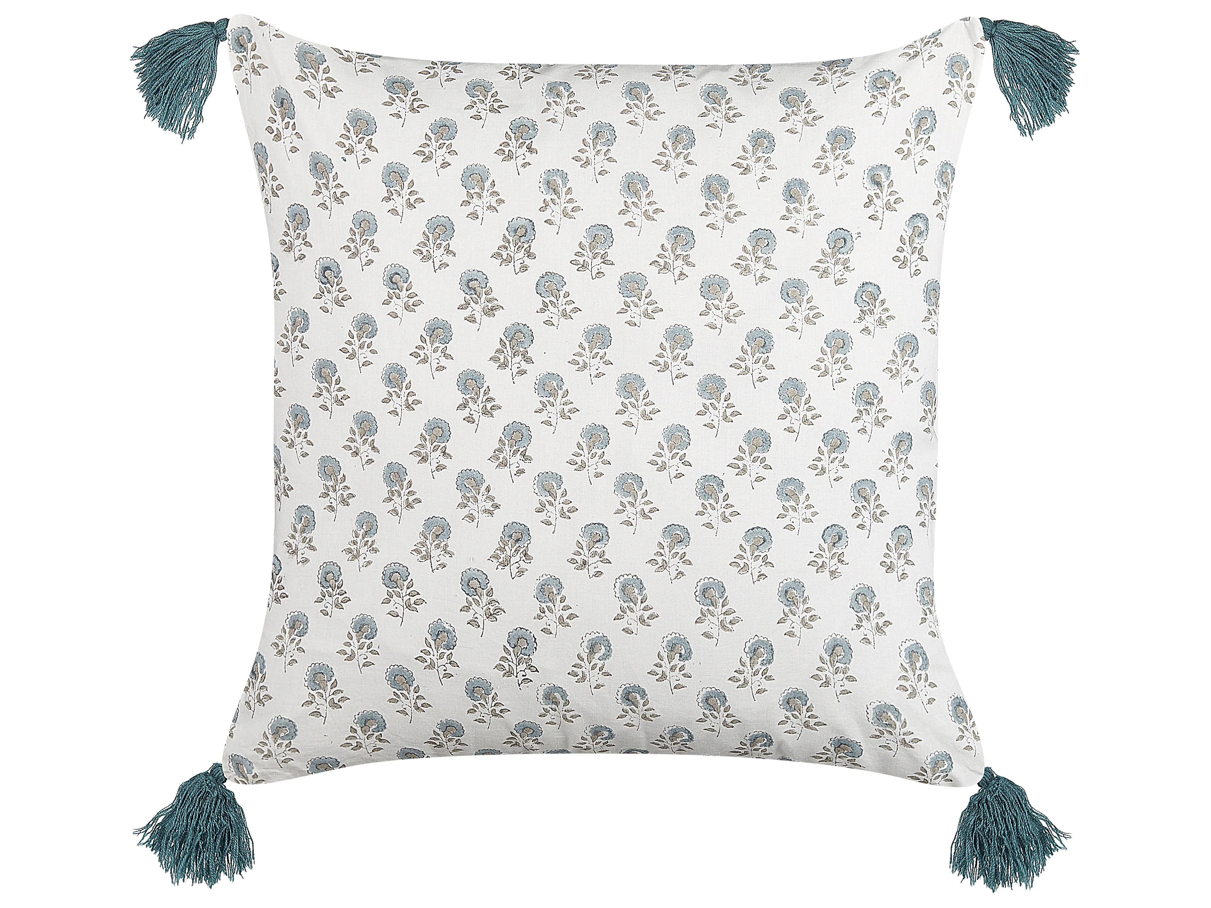 Throw Cushion CORNUS Cotton 45 x 45 cm Blue Floral Pattern