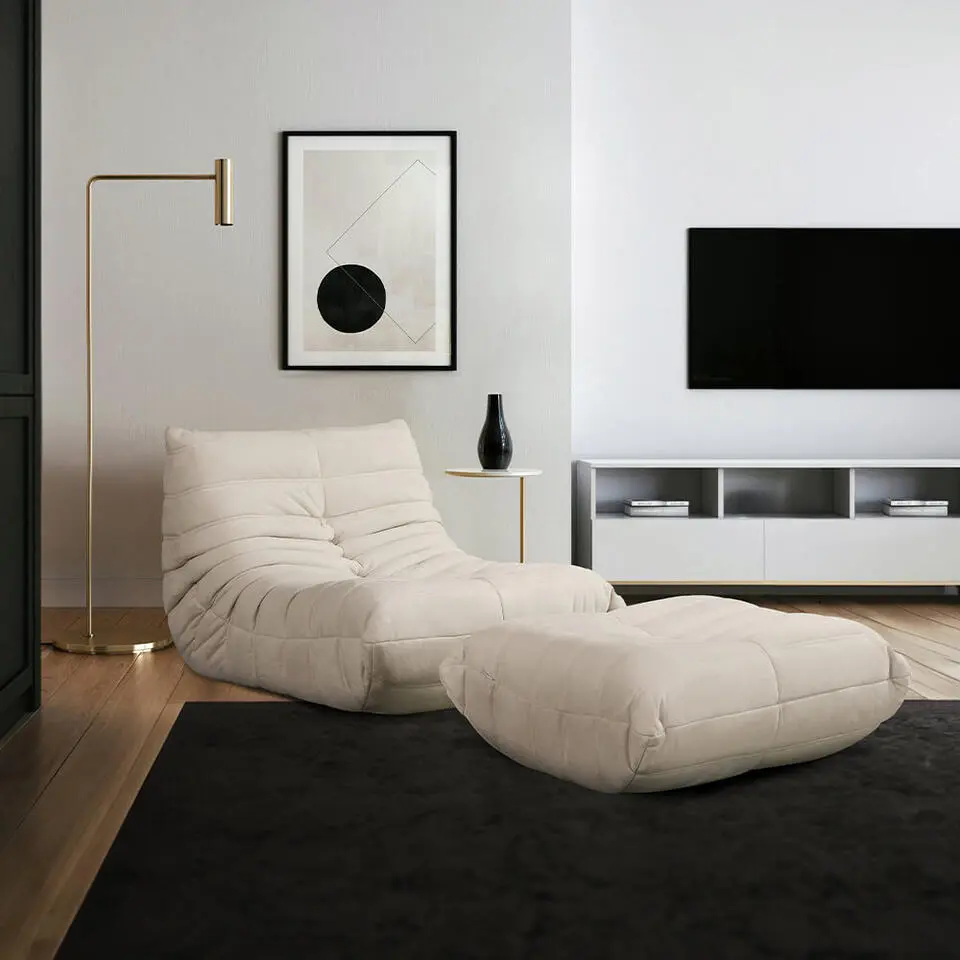 HOME DELUXE Relax fauteuil met kruk CHILL - Beige