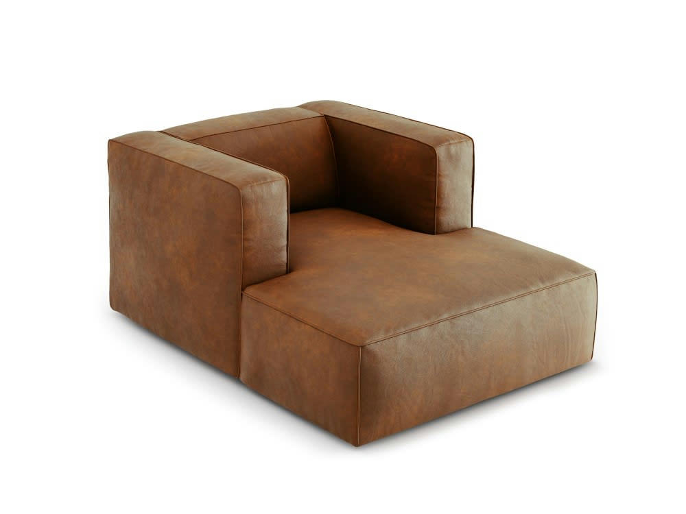 MUSE - Méridienne 1 place en cuir marron