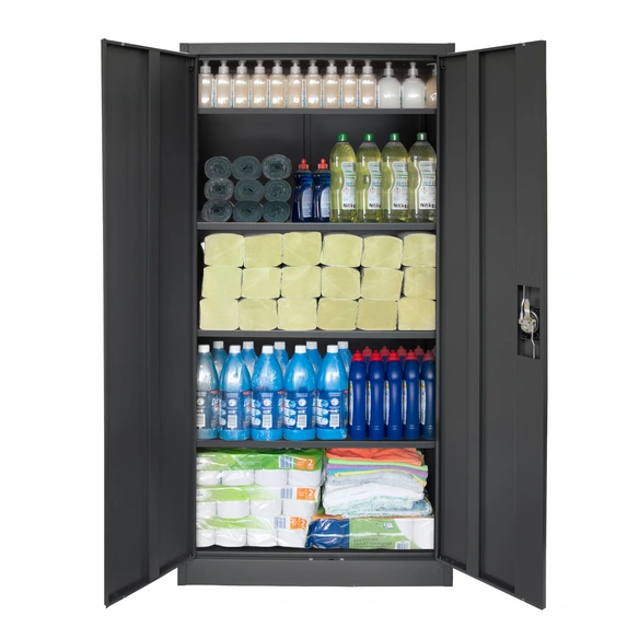 Metallschrank, anthrazit, 4 Einlegeböden