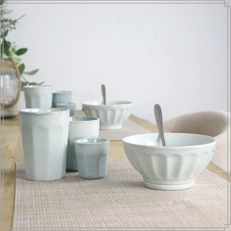 OTIX Soepkommen Zonder Oor Set van 6 Schaaltjes 560ml Licht Blauw Aardewerk ELM
