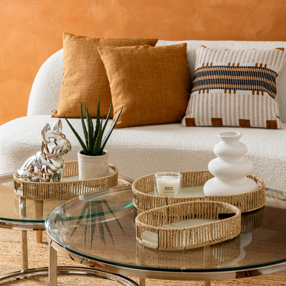 3 trays "Ali" Beige, 39x28x5.7 cm