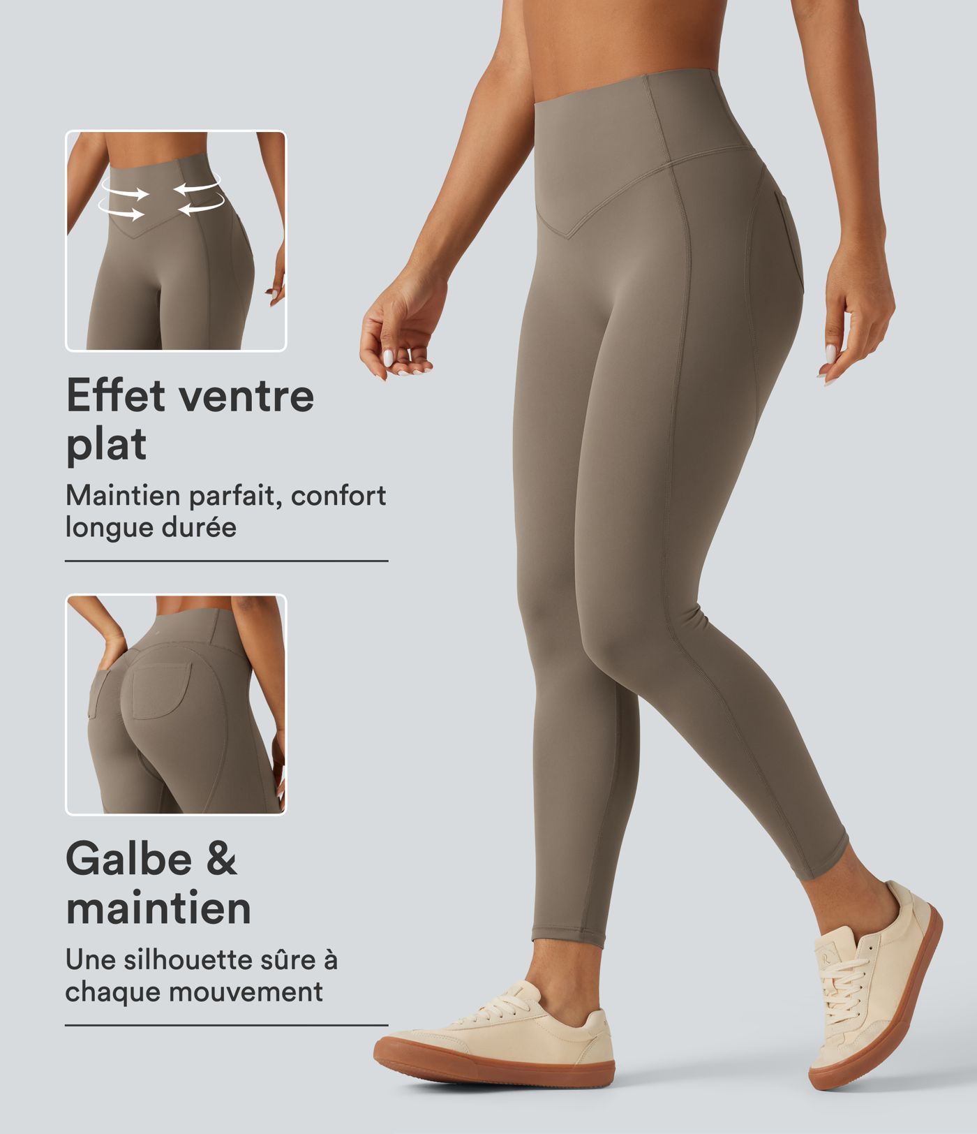 Legging de yoga Halara UltraSculpt™ gainant taille haute à fronces avec poches
