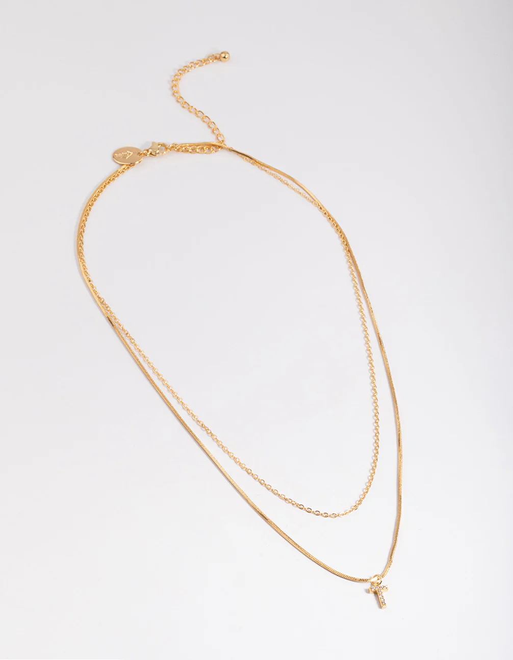 Gold Plated Diamante Letter T Layered  Necklace
