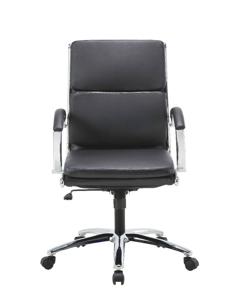 TygerClaw PU Leather Height Adjustable Mid-Back Executive Swivel Office/Desk Chair, Black