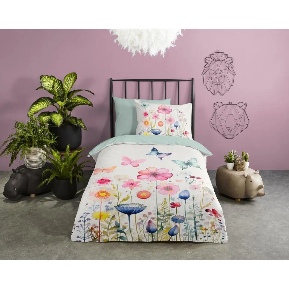 Pure dekbedovertrek bloemen - 1 persoons 140x200/220 cm - Multi - Microvezel
