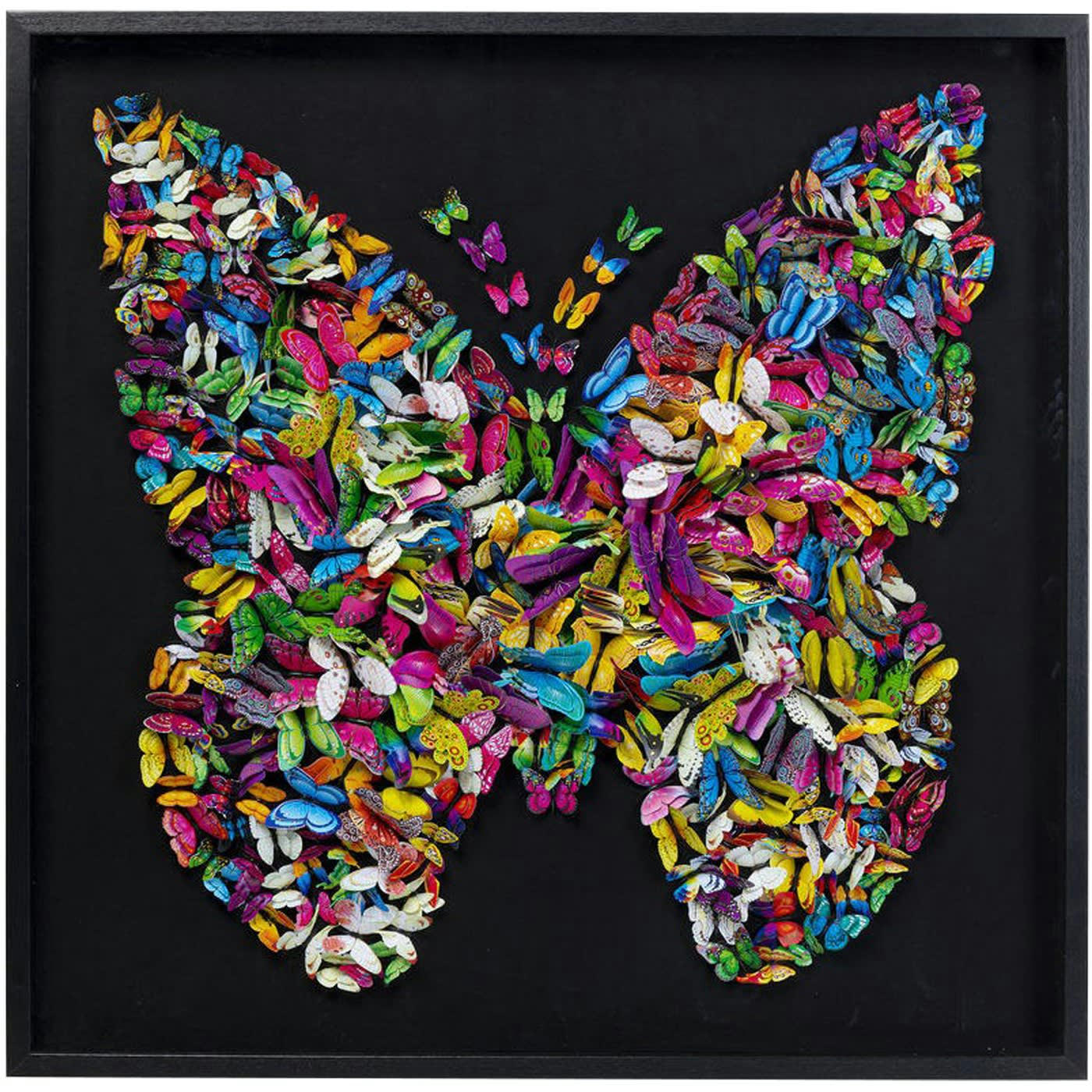 - Tableau noir papillons multicolores en relief 120x120