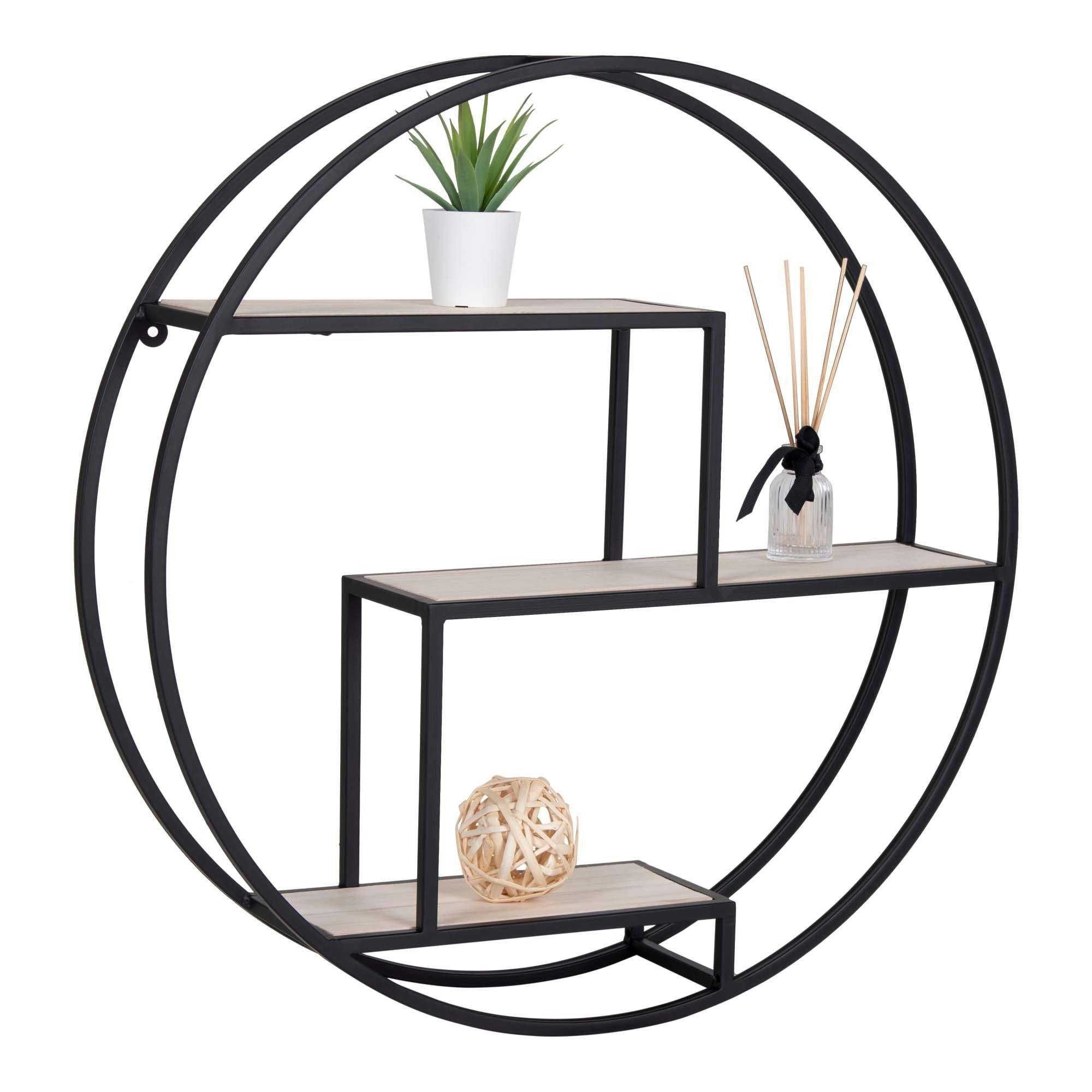 Etagère murale ronde en métal noir Ø62 cm TALLINN