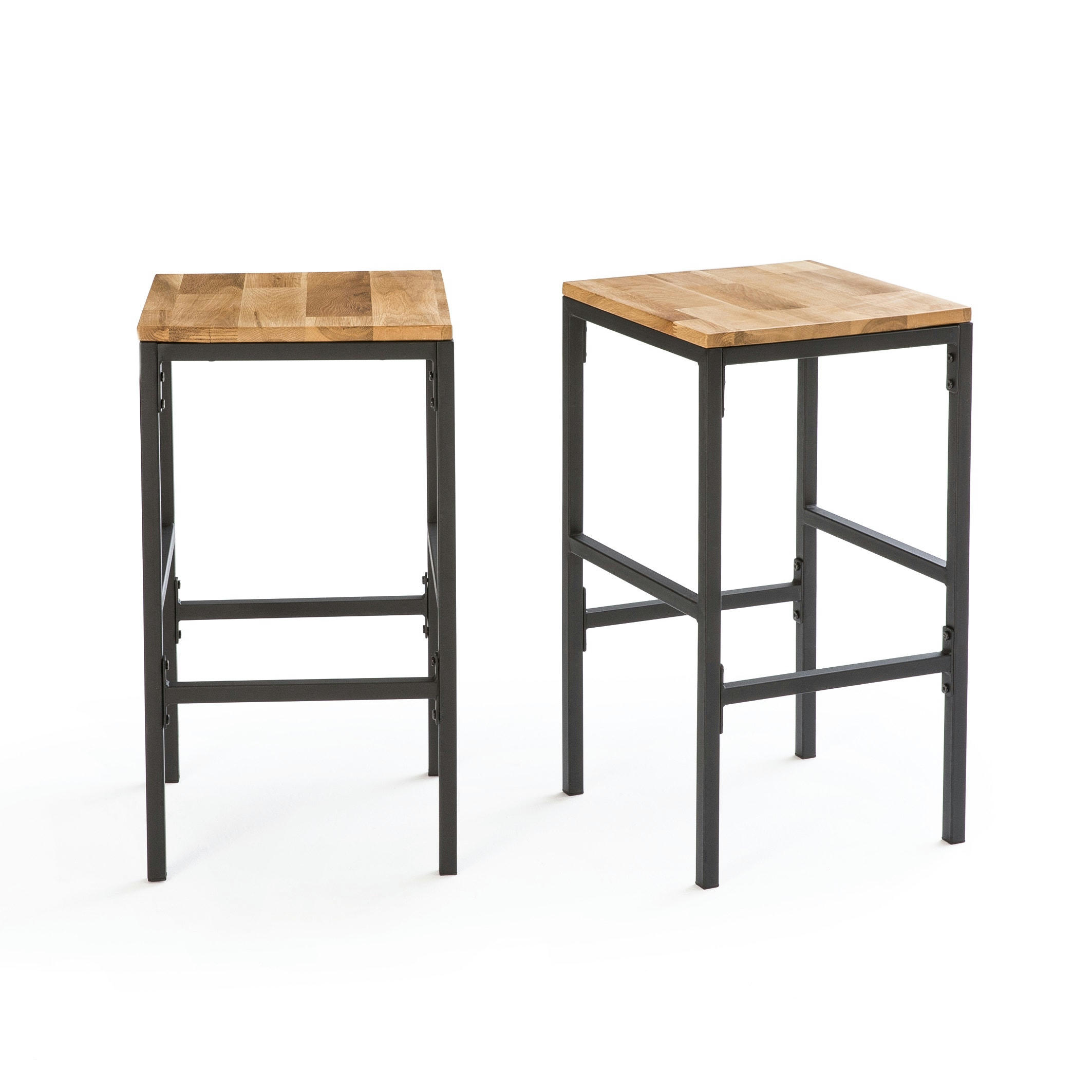 Lot de 2 tabourets de bar mi-hauteur, Hiba