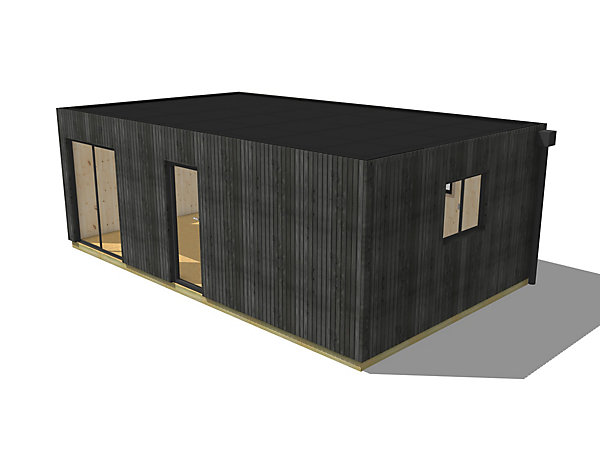 Bureau de jardin télétravail en bois 7,7 x 4,6 x 2,7 m avec plancher isolé / menuiseries alu k-line