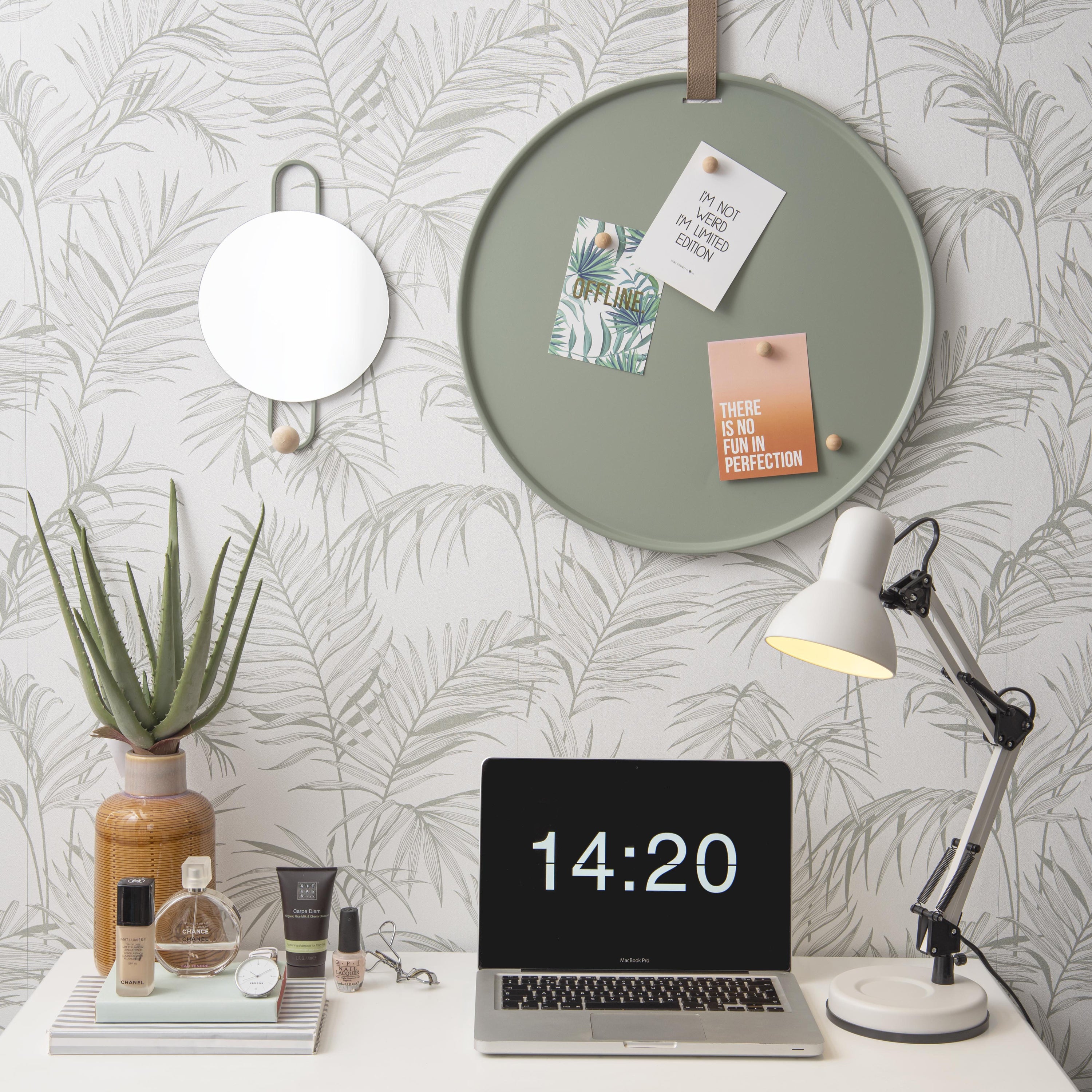 present time Perky Memo-/magneetbord Ø 50 cm - Groen vergrijsd