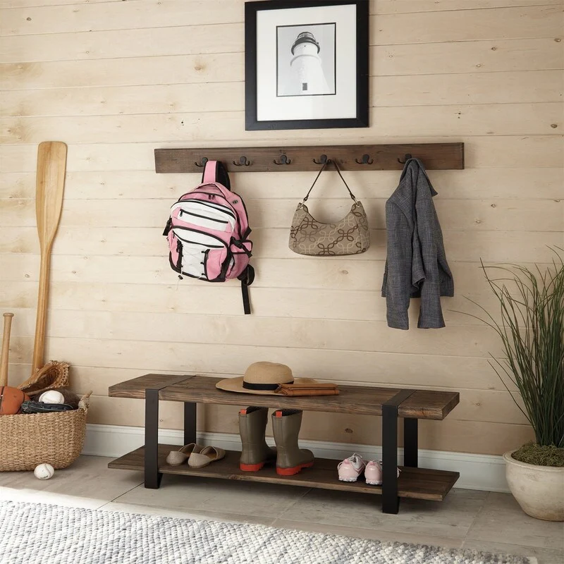 48 Metal and Reclaimed Wood Storage Coat Hook