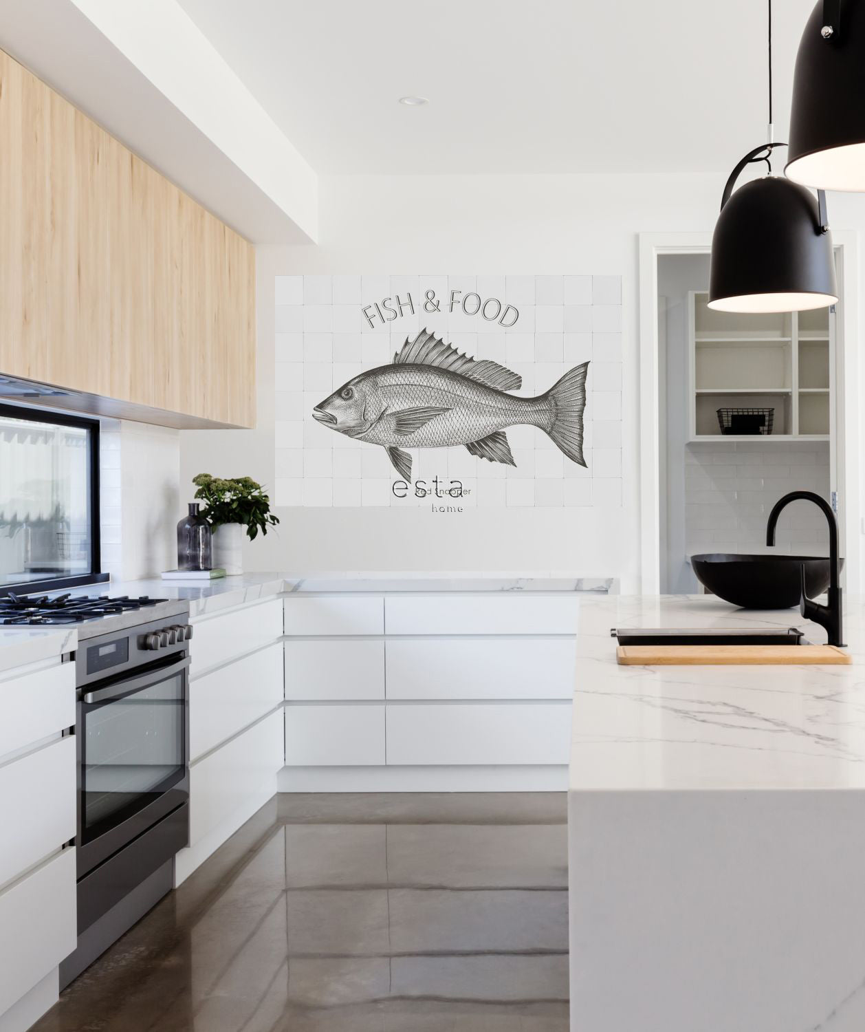 ESTAhome muursticker vis zwart - 145 x 97 cm - 159033