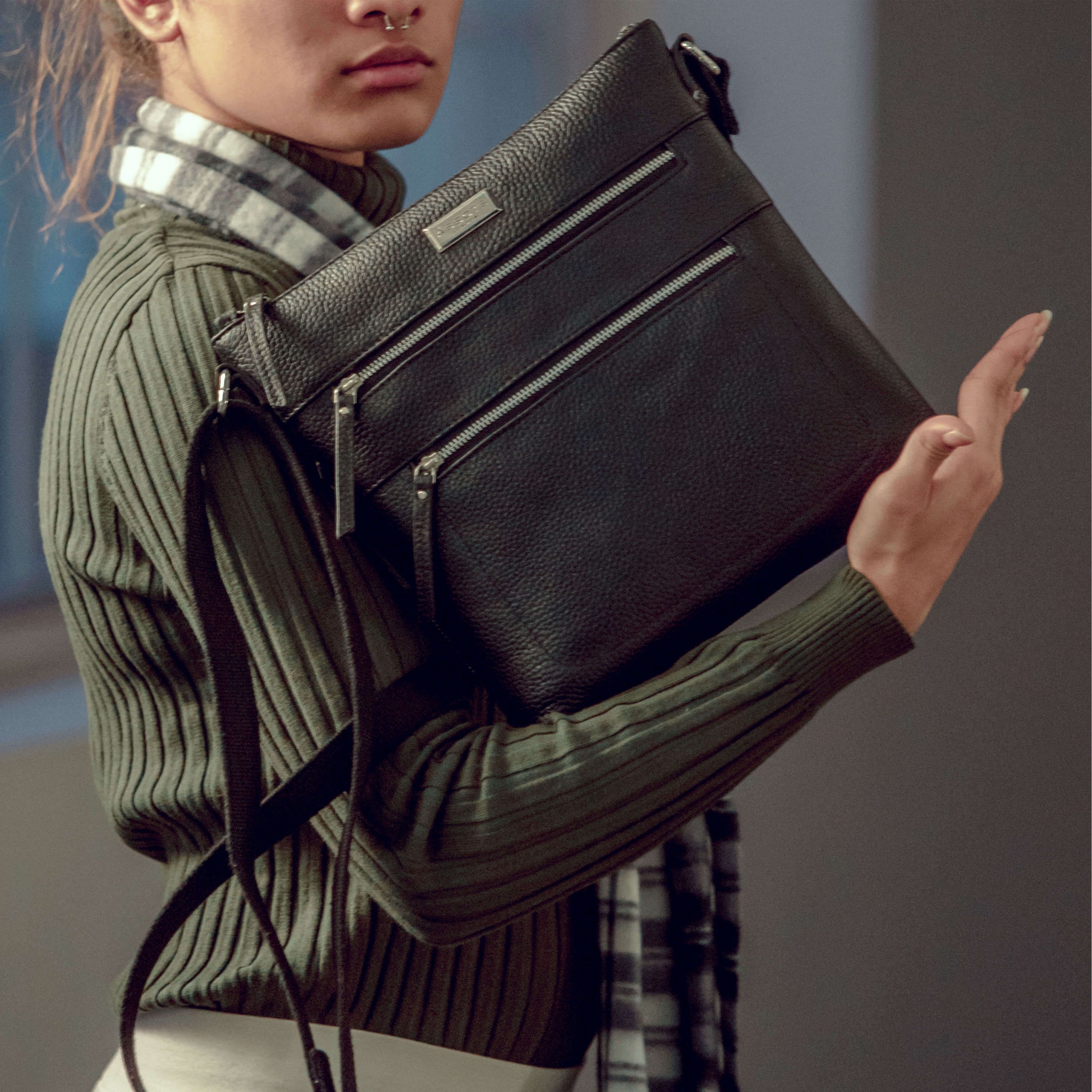 Assots London CORI' Pebble Grain Soft Real Leather Crossbody Bag