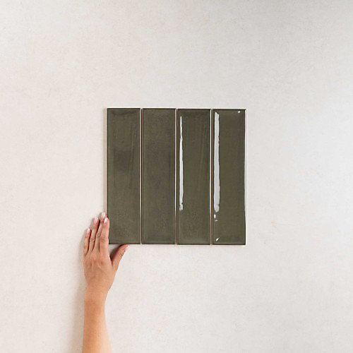 Carrelage Effet Zellige Vert Foncé NARA Oliva Gloss 7,5x30cm - Les Carreaux de Jean